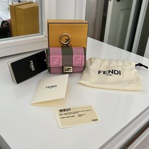 Fendi Nano  baguette pink color with charm small purse